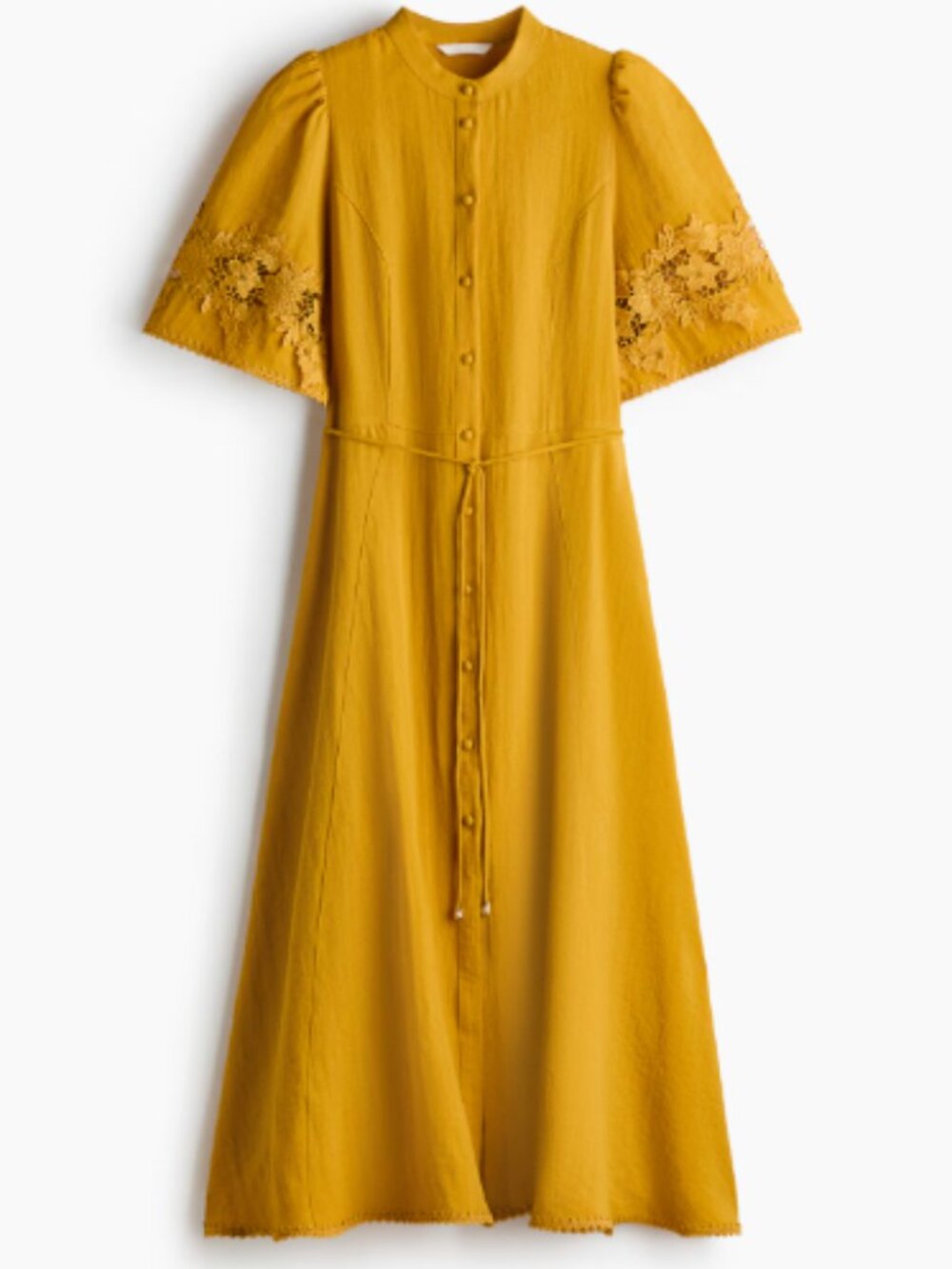 H&M Crinkled Dress with Eyelet Embroidery